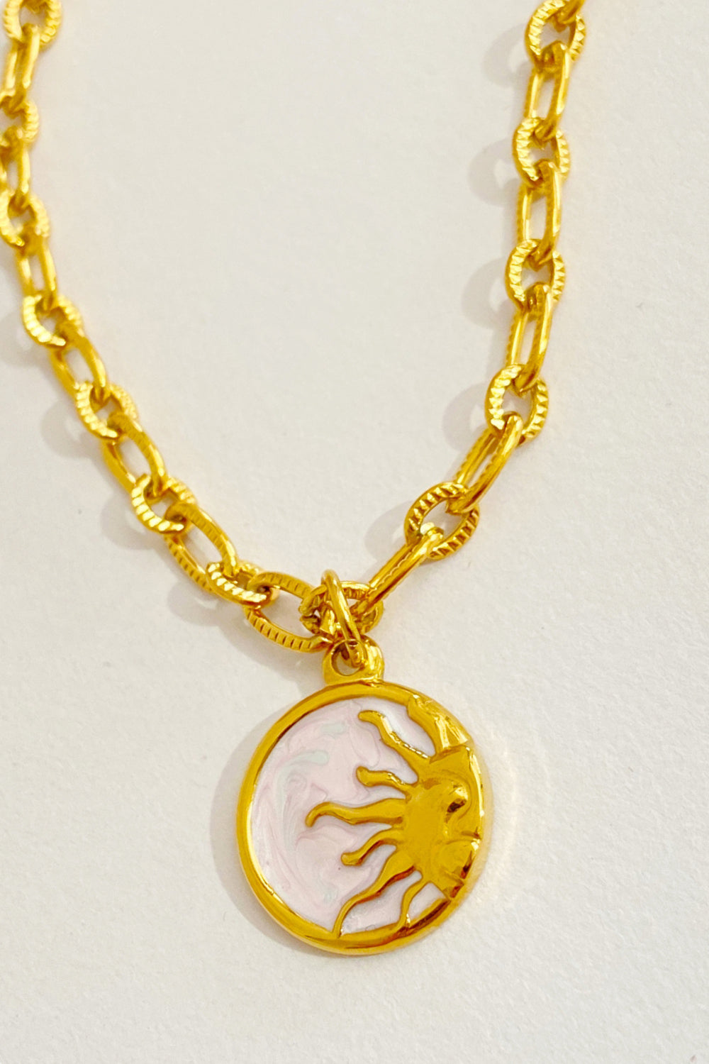 Round Pendant Stainless Steel Necklace Trendsi