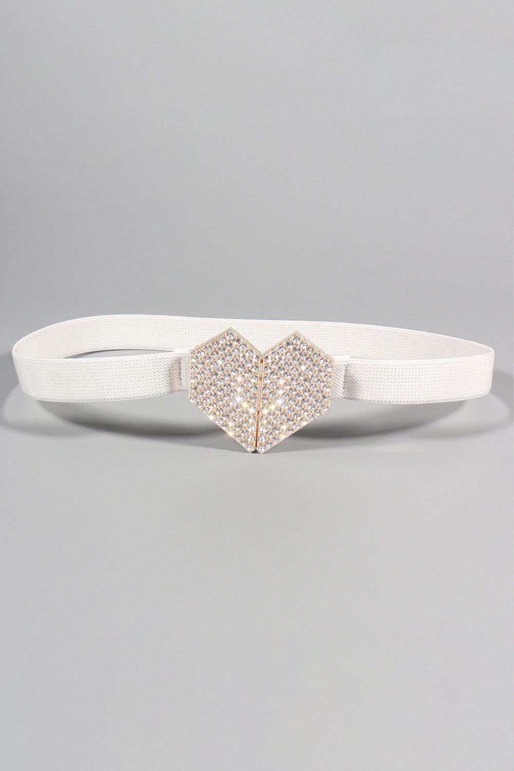 Rhinestone Heart Buckle Elastic Belt Trendsi