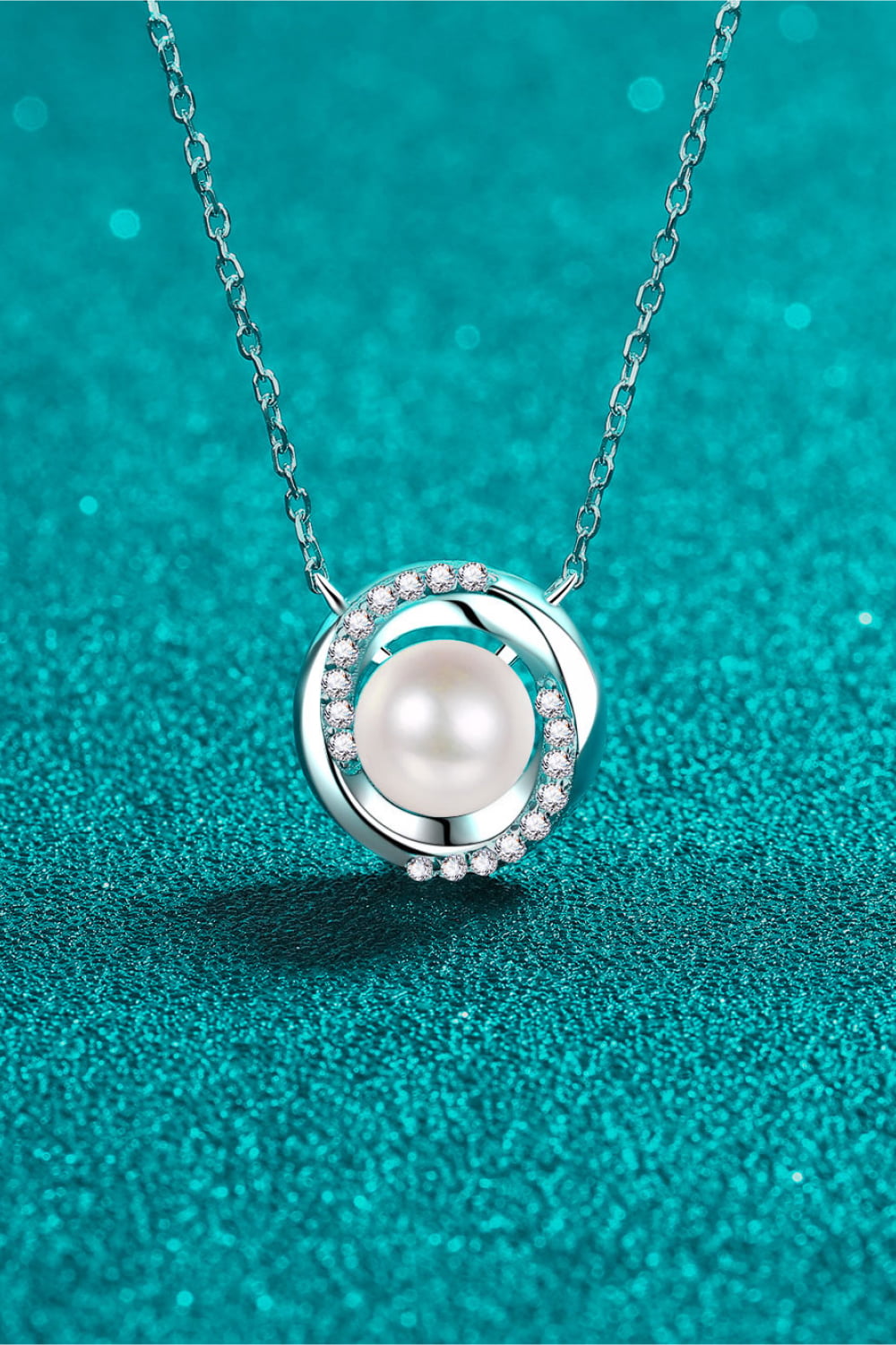 Moissanite Pearl Rhodium-Plated Necklace Trendsi