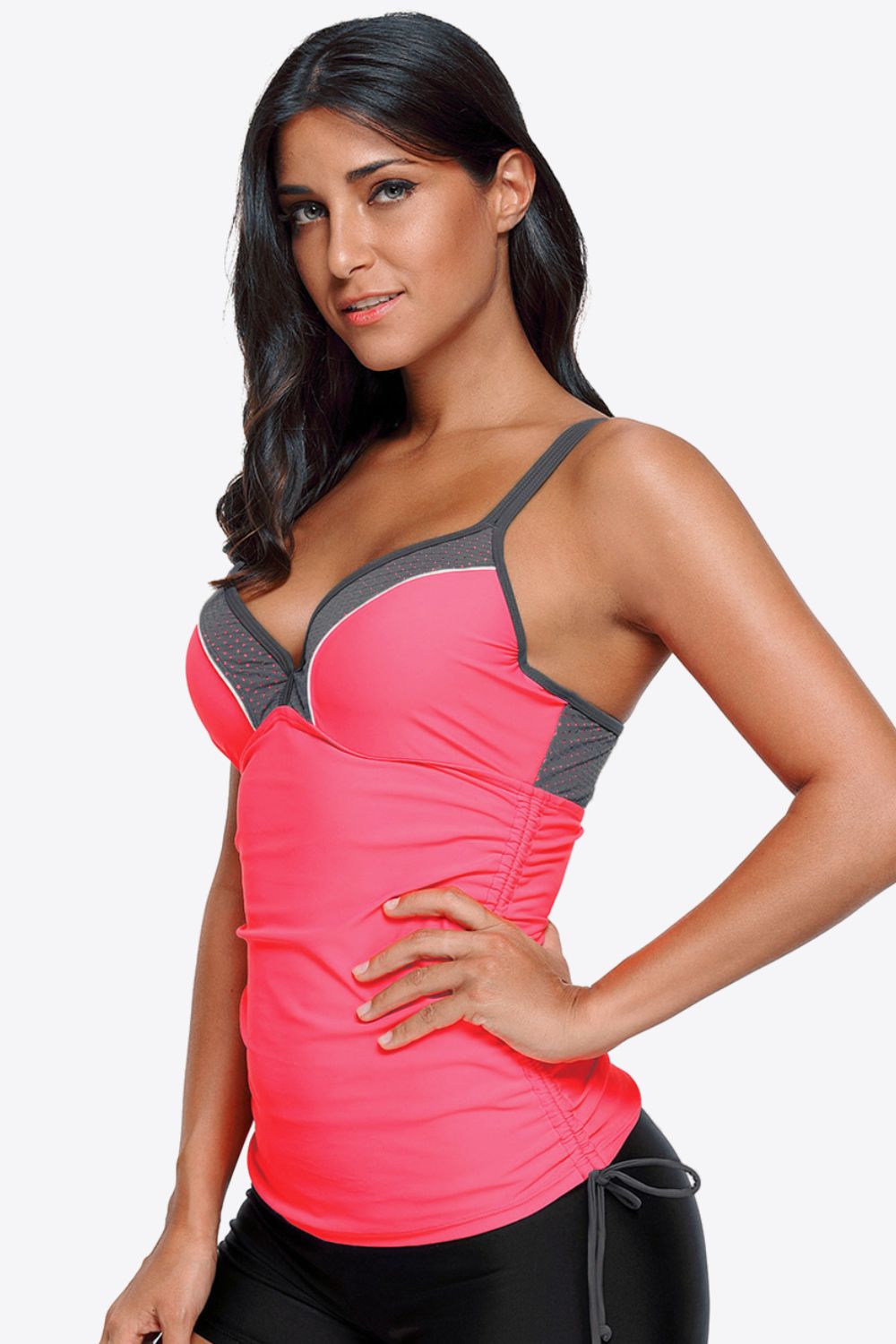 Contrast Sweetheart Neck Swim Cami Trendsi
