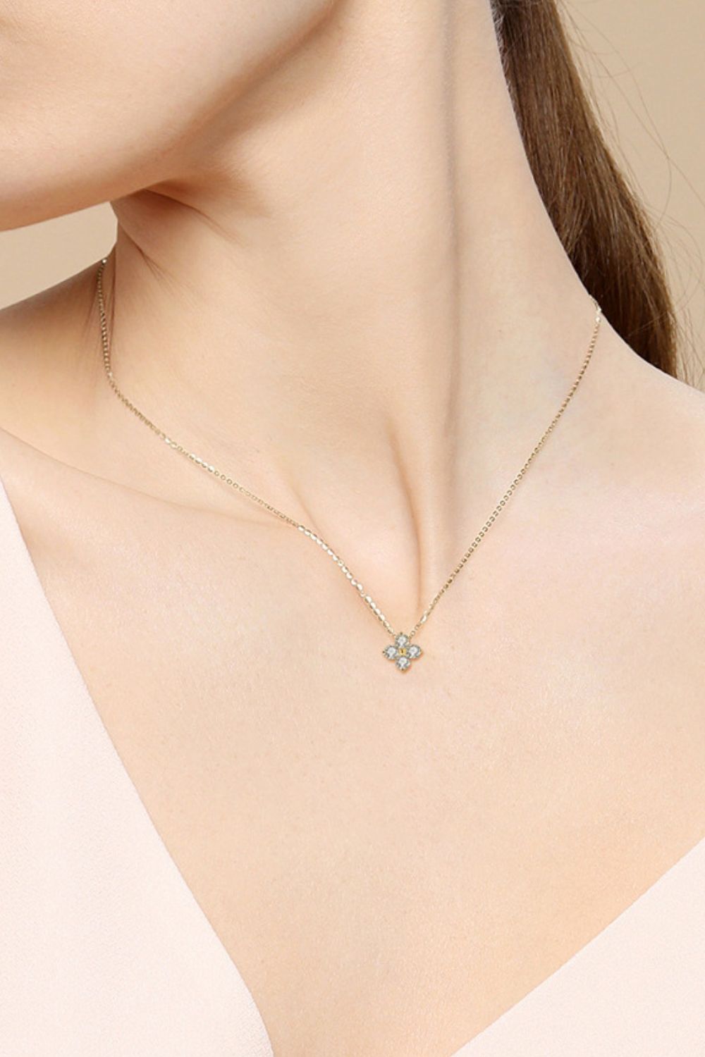 Moissanite Four Leaf Clover Pendant Necklace Trendsi