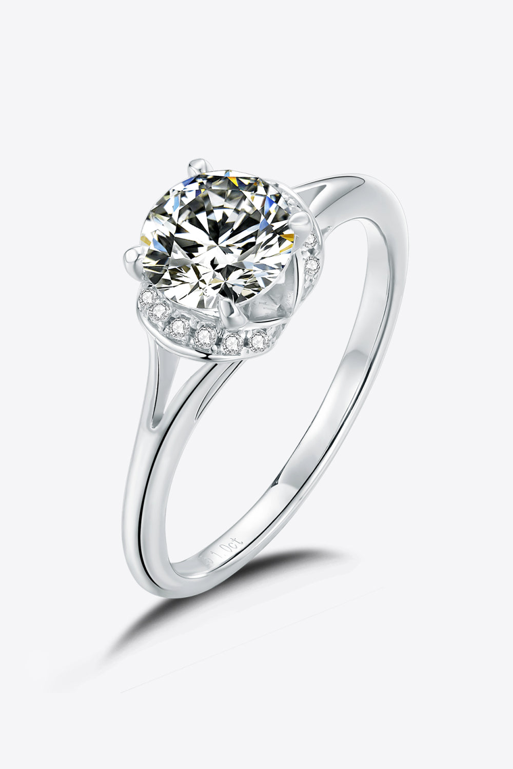 Split Shank 1 Carat Moissanite 925 Sterling Silver Ring Trendsi