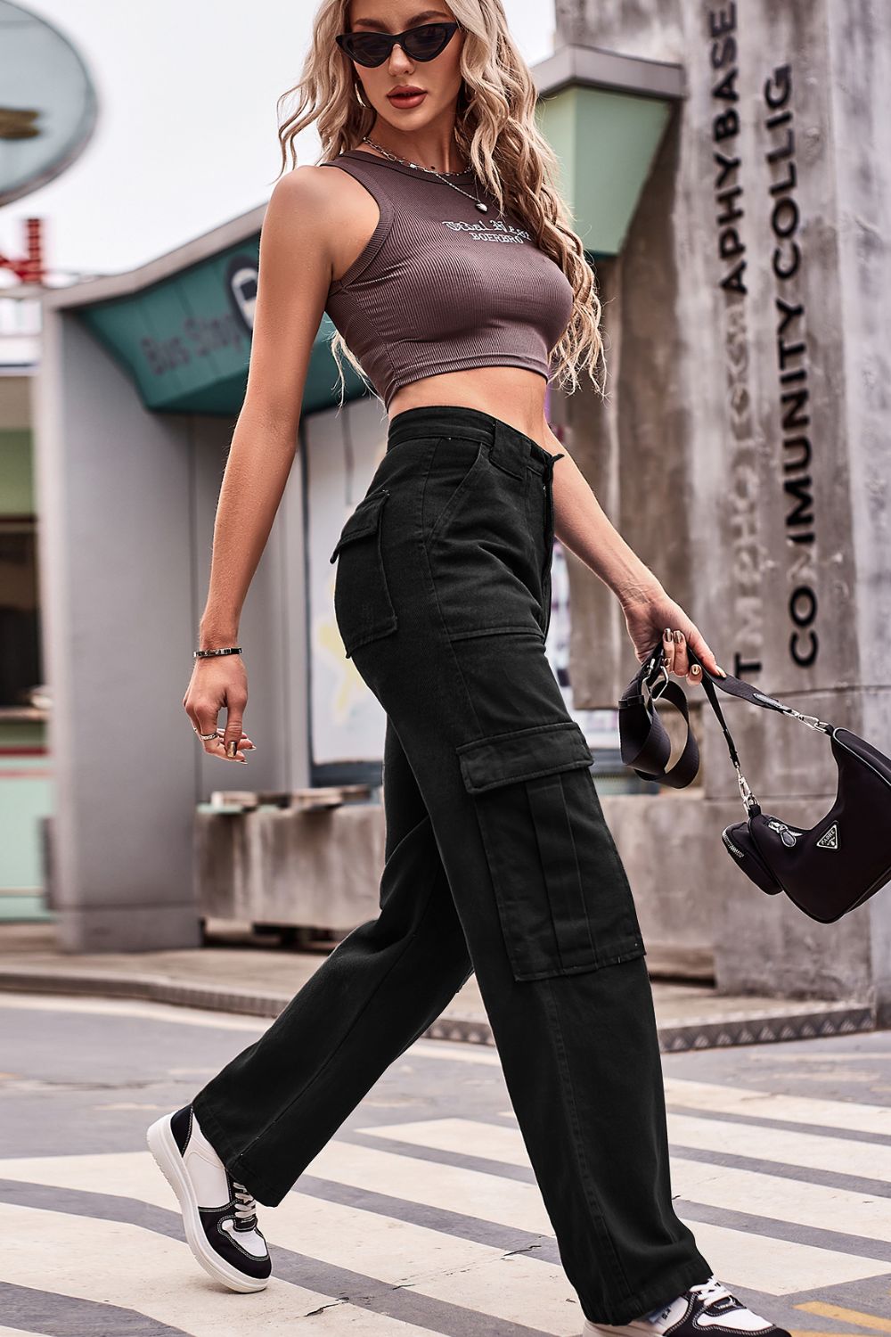 Buttoned High Waist Loose Fit Jeans Trendsi