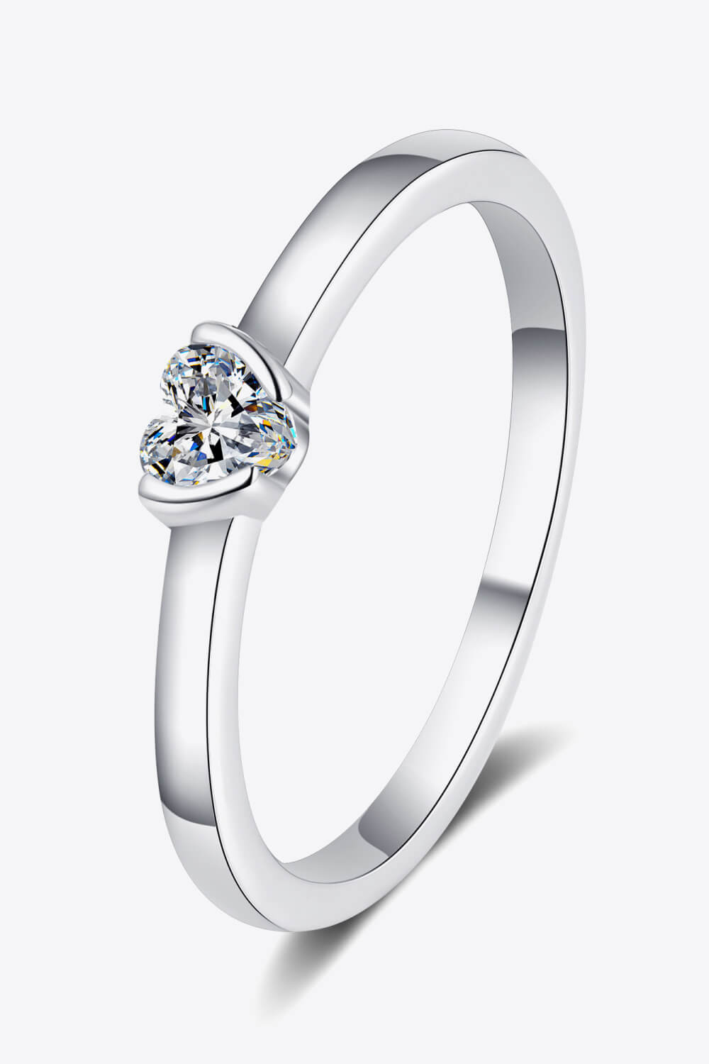 Heart-Shaped Moissanite Solitaire Ring Trendsi