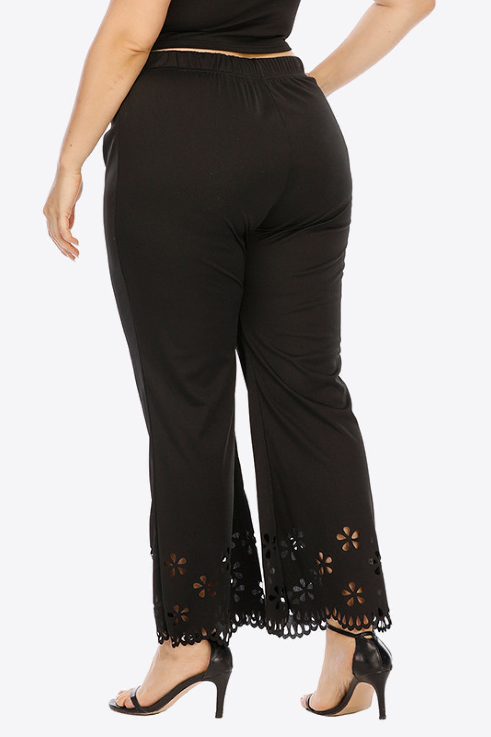 Plus Size Openwork Elastic Waist Pants Trendsi