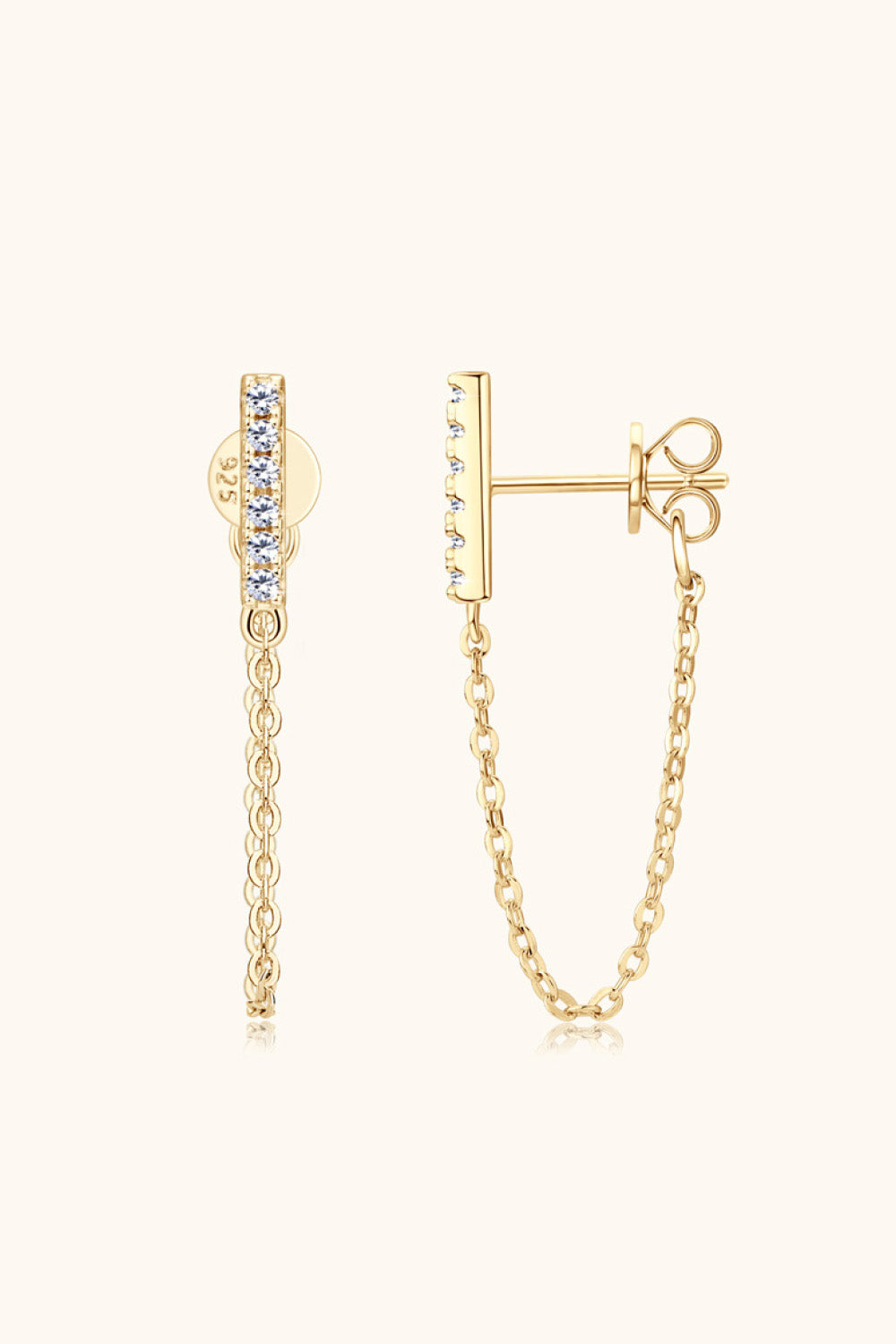 Moissanite 925 Sterling Silver Connected Earrings Trendsi
