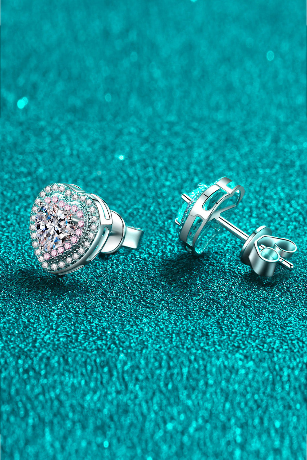 Moissanite Heart-Shaped Stud Earrings Trendsi