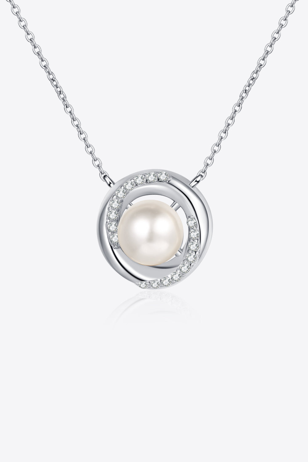Moissanite Pearl Rhodium-Plated Necklace Trendsi