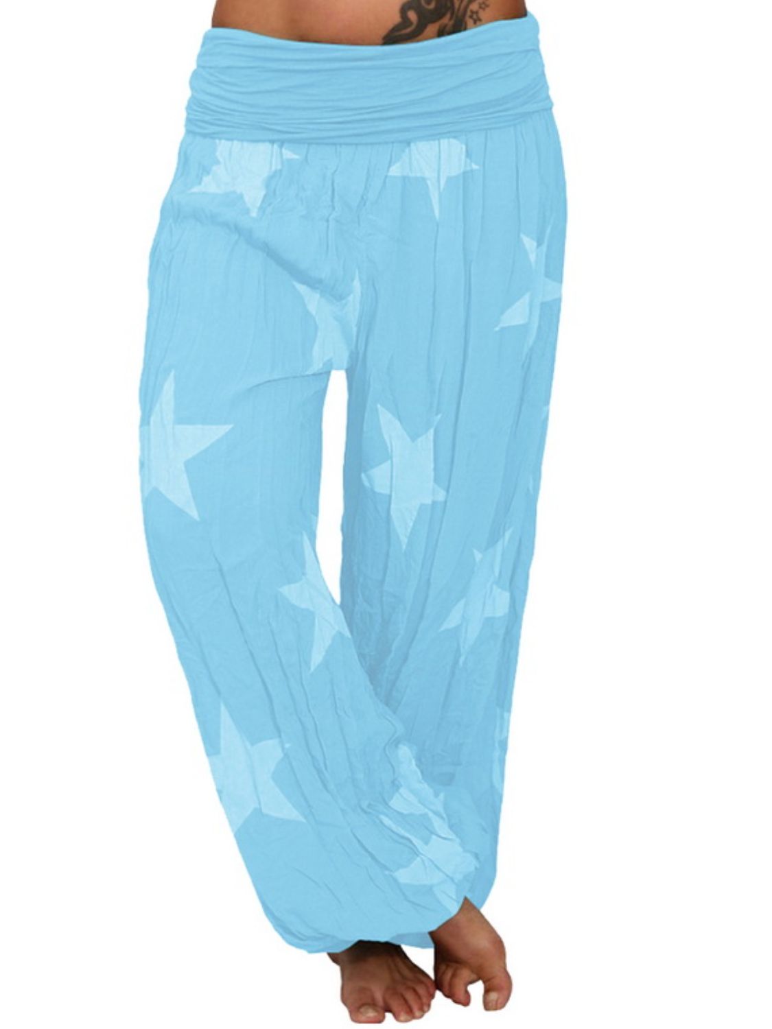 Full Size Ruched High Waist Printed Pants Trendsi