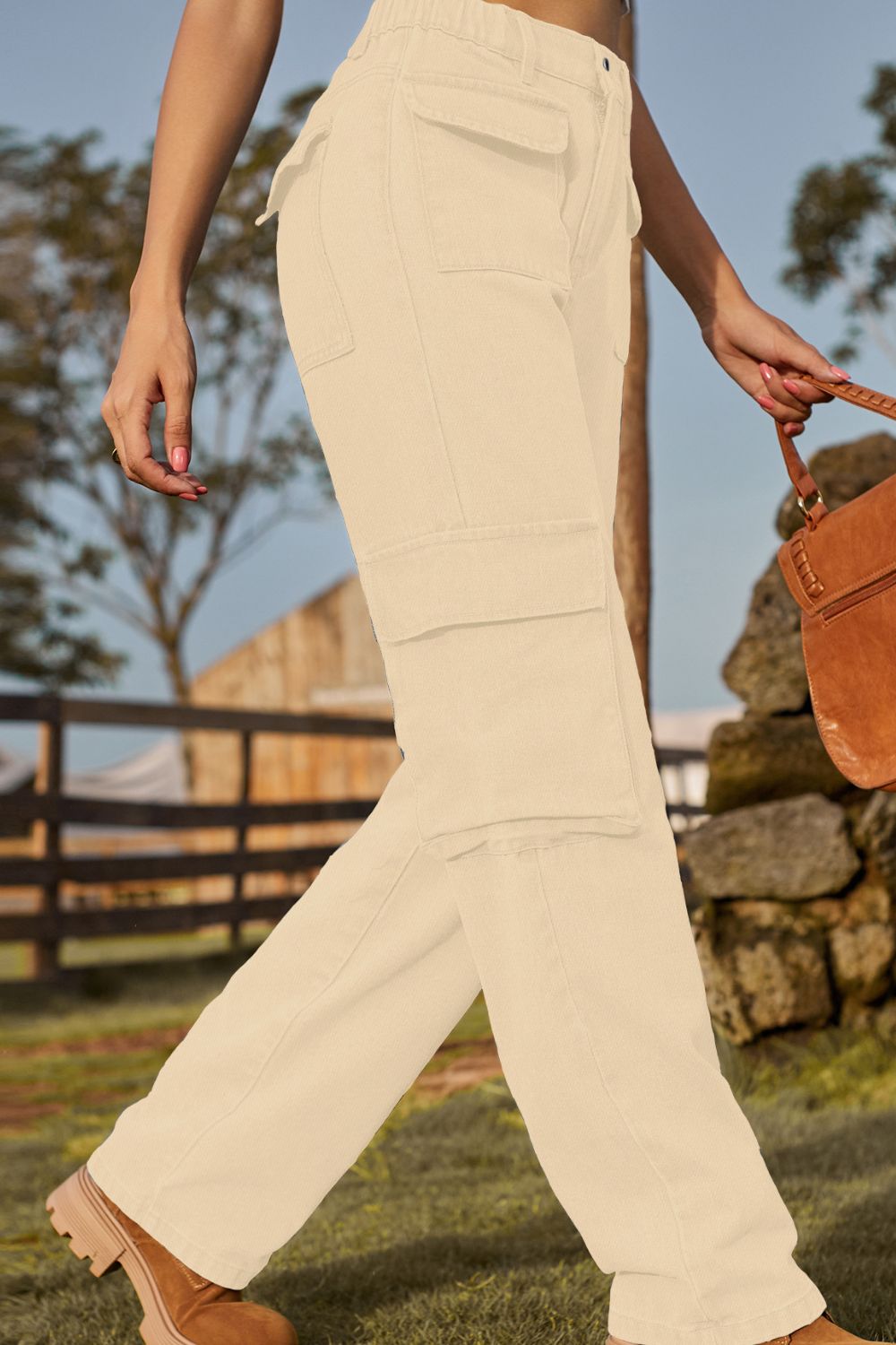 Loose Fit Long Jeans with Pockets Trendsi