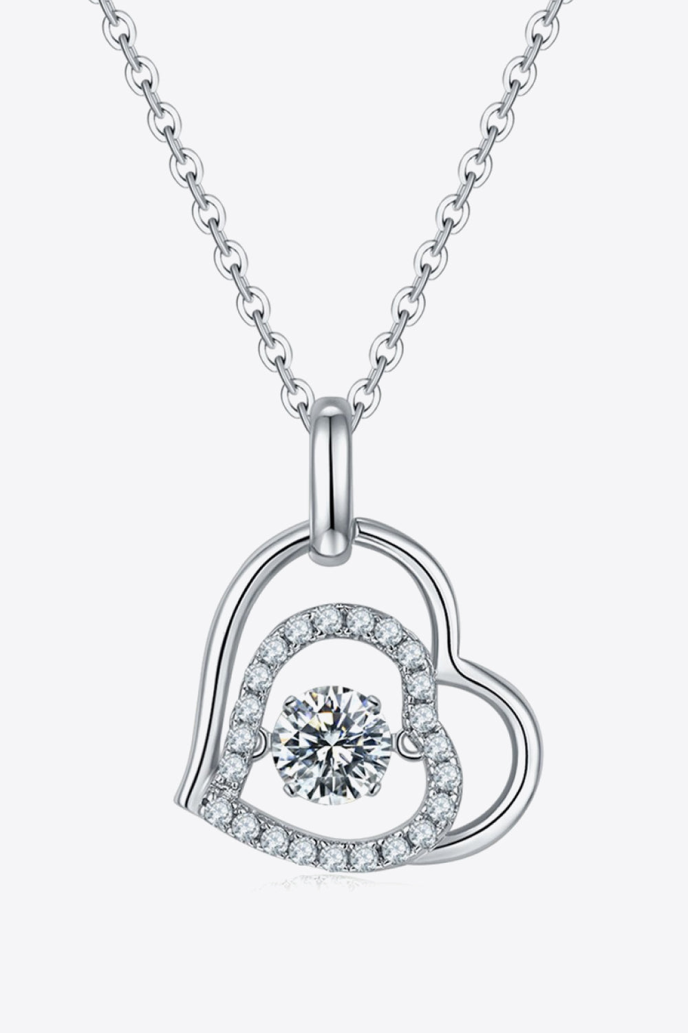 Moissanite Heart Pendant Necklace Trendsi