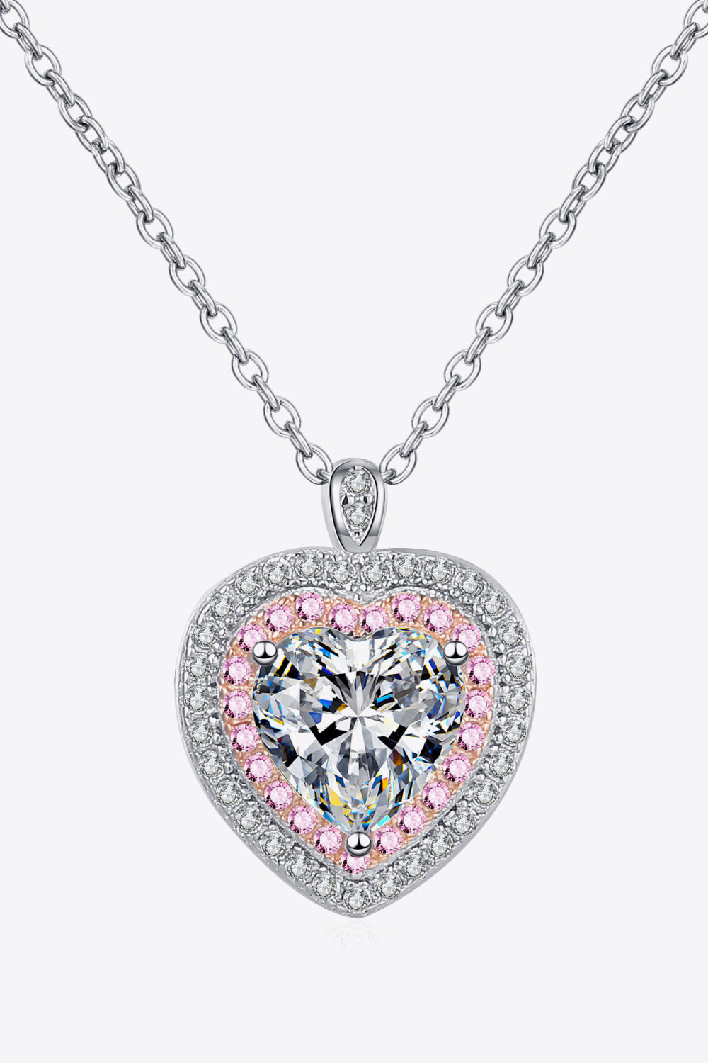 Modern 925 Sterling Silver 1 Carat Moissanite Heart Pendant Necklace Trendsi