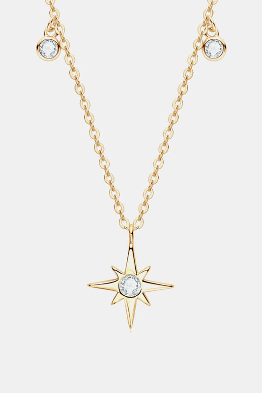 Moissanite North Star Pendant 925 Sterling Silver Necklace Trendsi