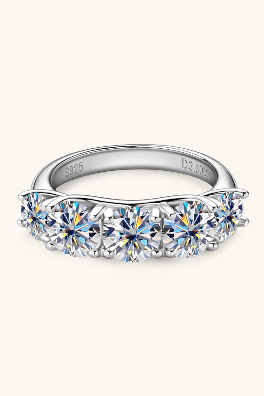 Silver Half-Eternity 1 Carat Moissanite 925 Sterling Ring Trendsi