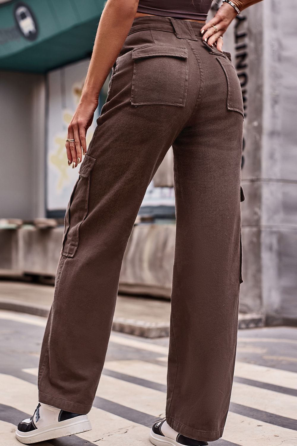 Buttoned High Waist Loose Fit Jeans Trendsi