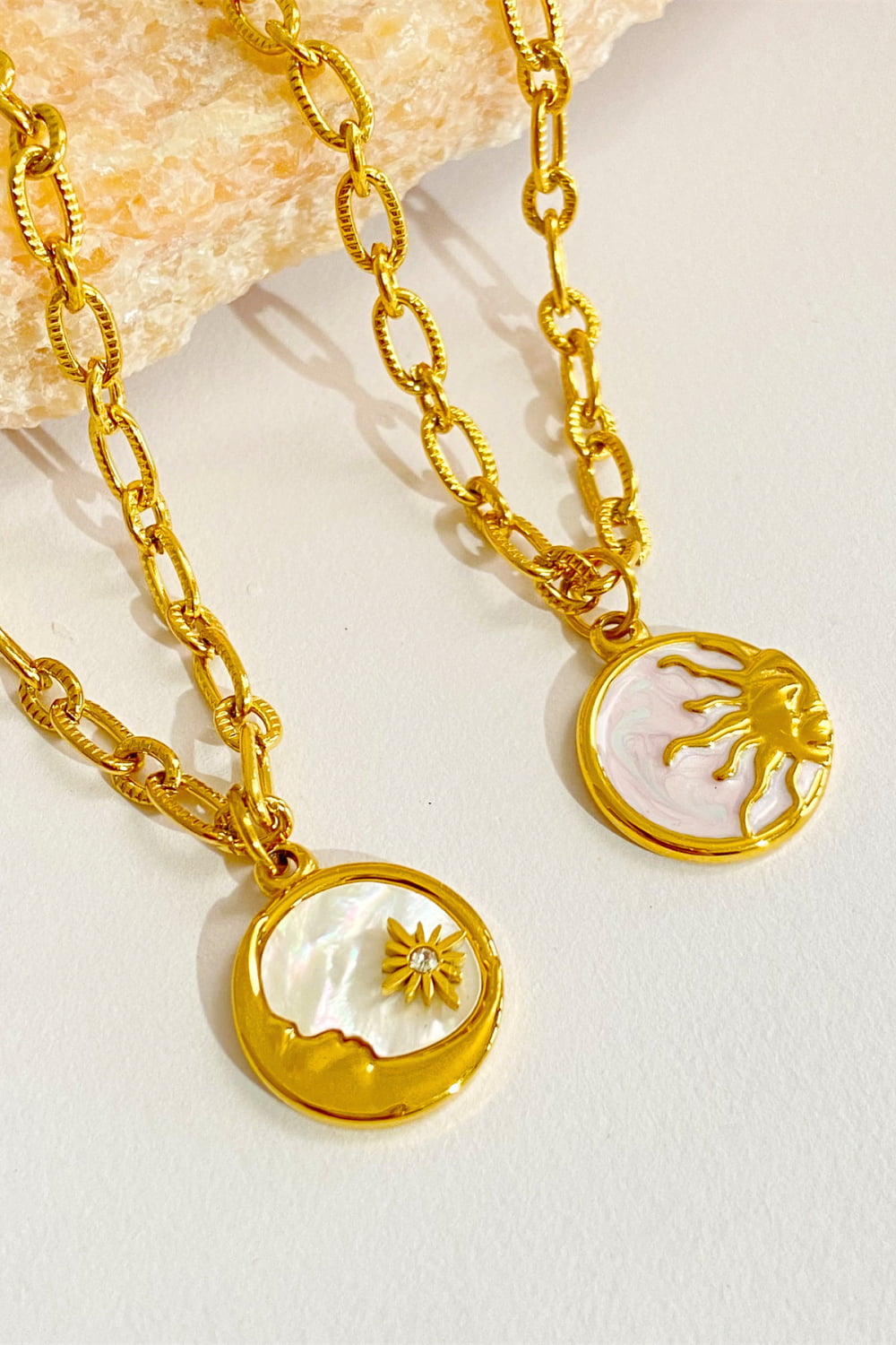 Round Pendant Stainless Steel Necklace Trendsi
