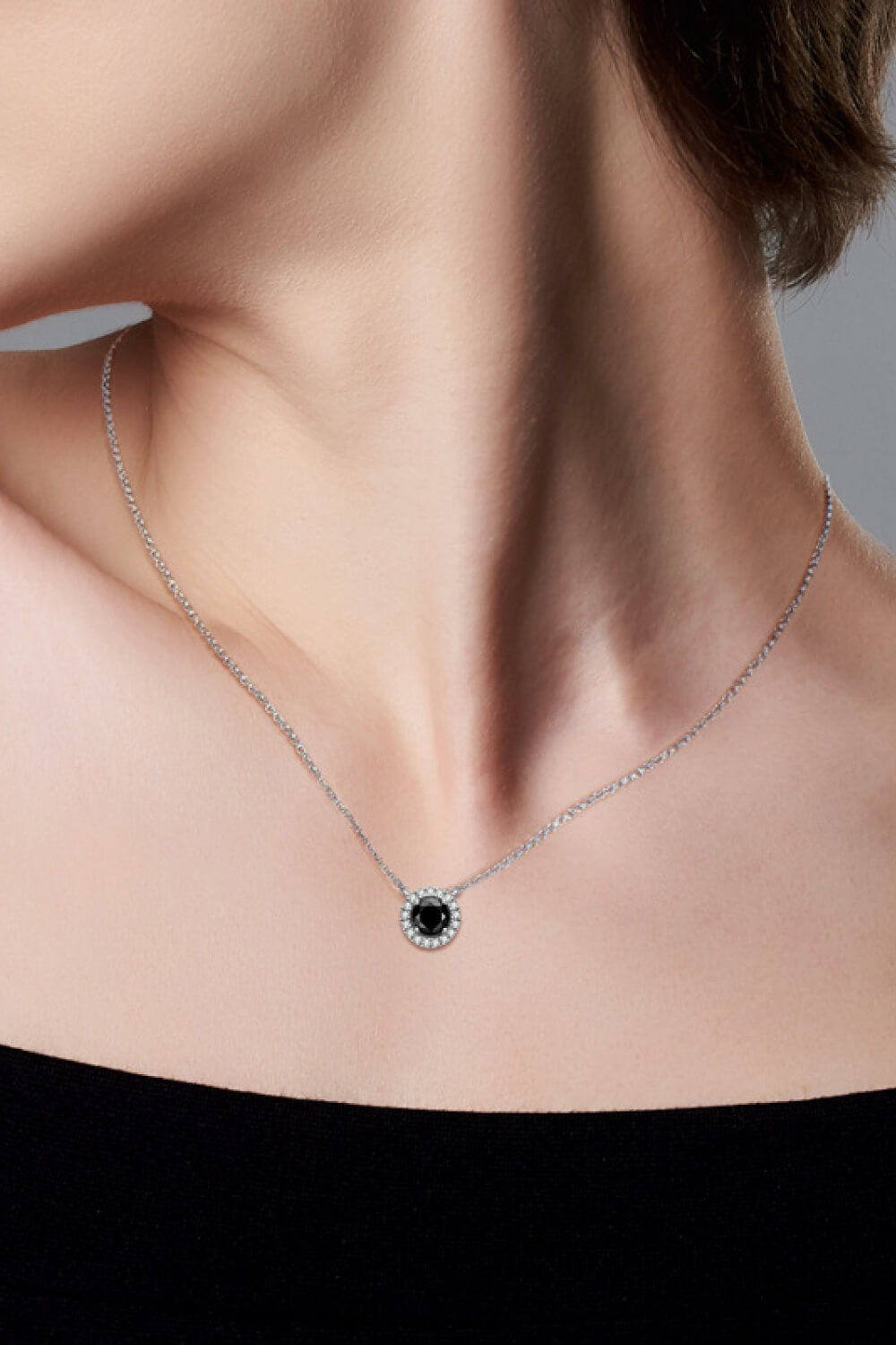 Two-Tone 1 Carat Moissanite Round Pendant Necklace Trendsi