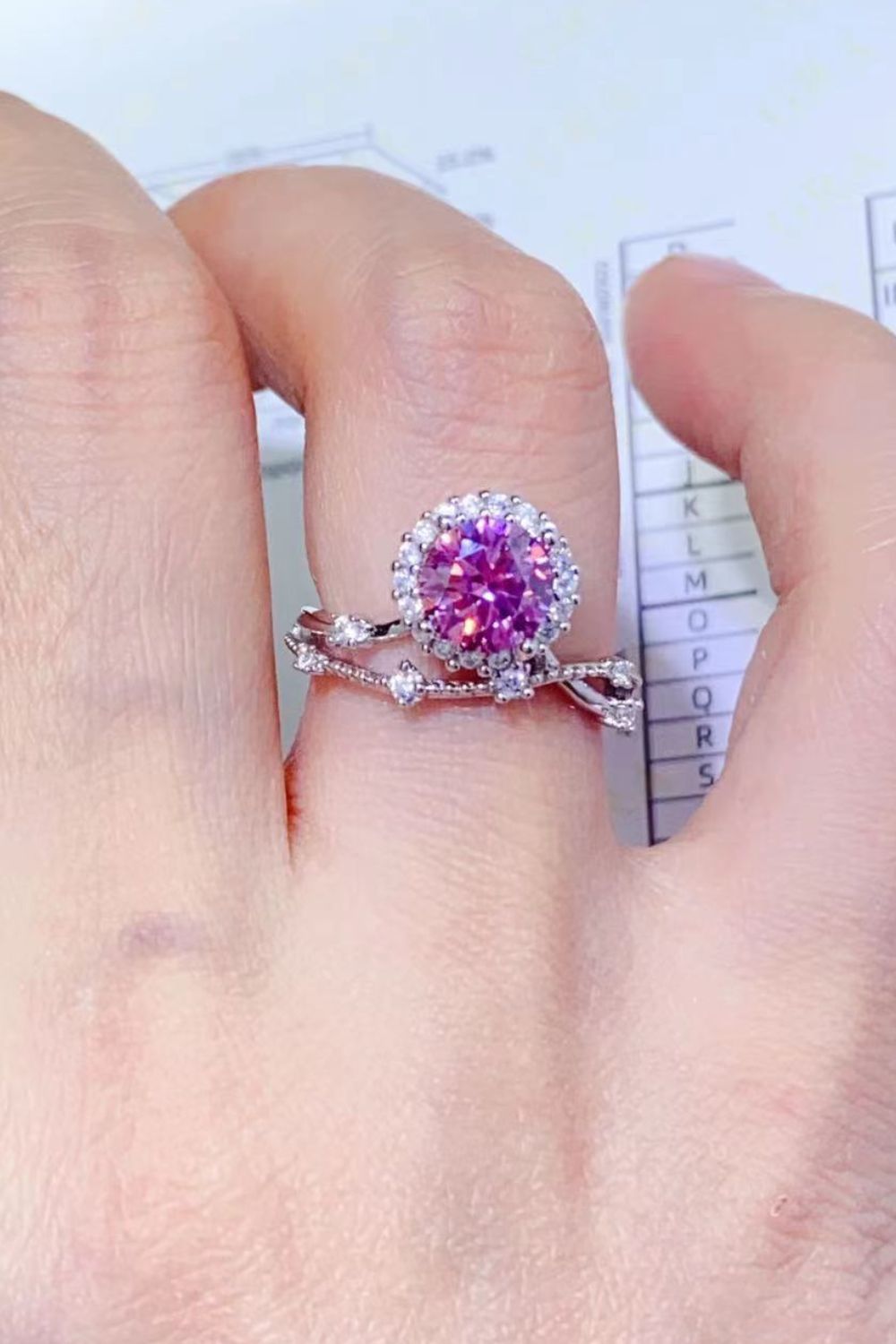 Pink 1 Carat Moissanite 925 Sterling Silver Ring Trendsi