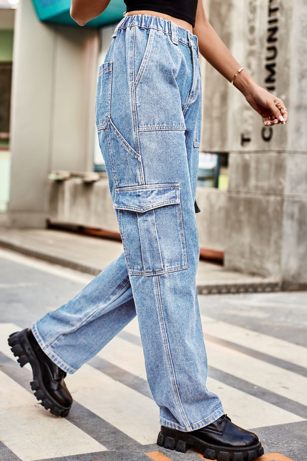 Loose Fit Long Pants with Pockets Trendsi