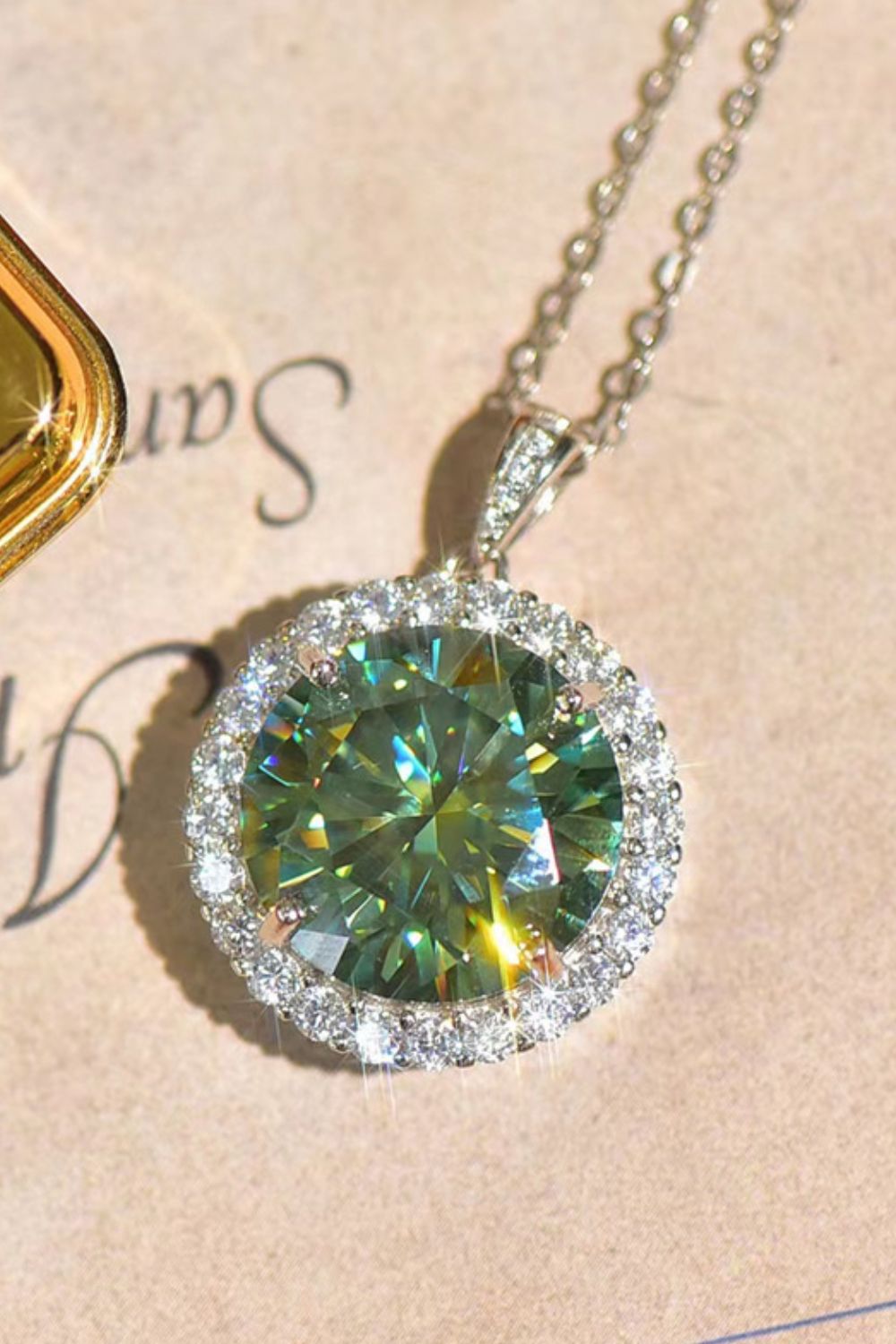 Stunning 10 Carat Moissanite Pendant Platinum-Plated Necklace Trendsi