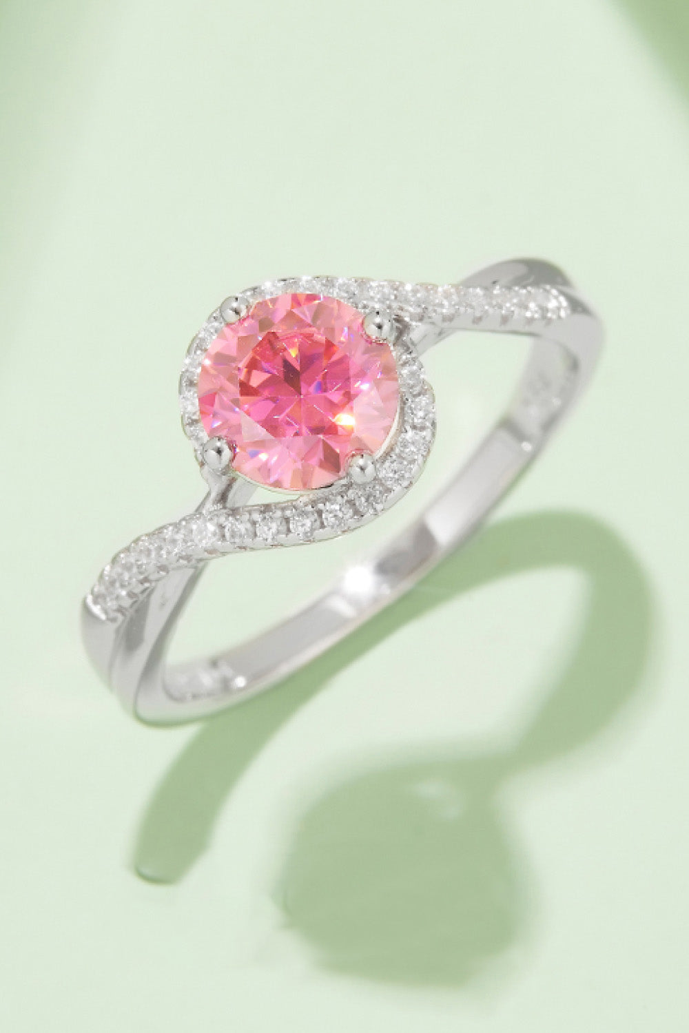 Colored Minimalist 1 Carat Moissanite Contrast 925 Sterling Silver Ring Trendsi