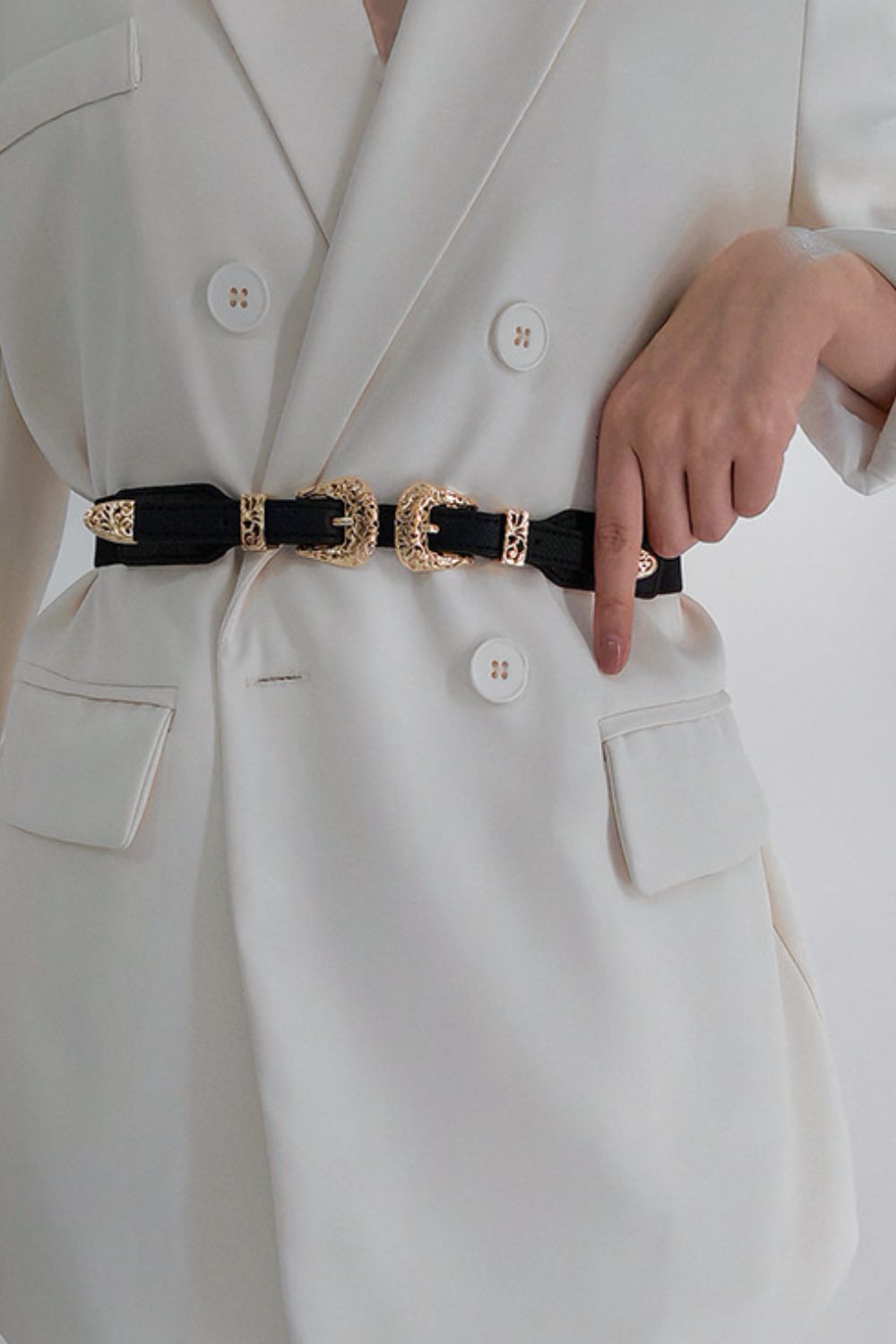 Double Buckle Elastic Belt Trendsi