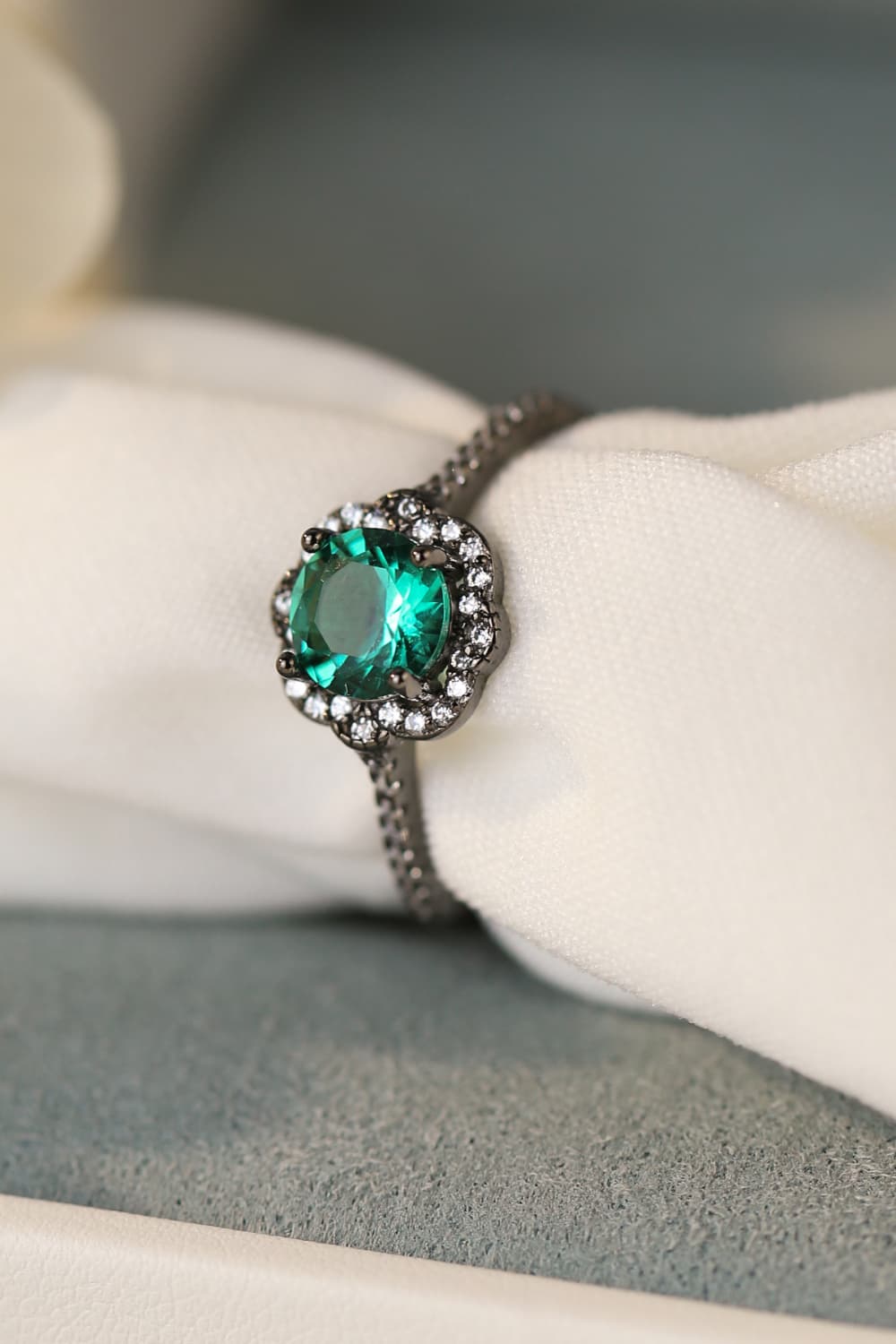 Paraiba Blue Zircon Flower Shape Ring Trendsi
