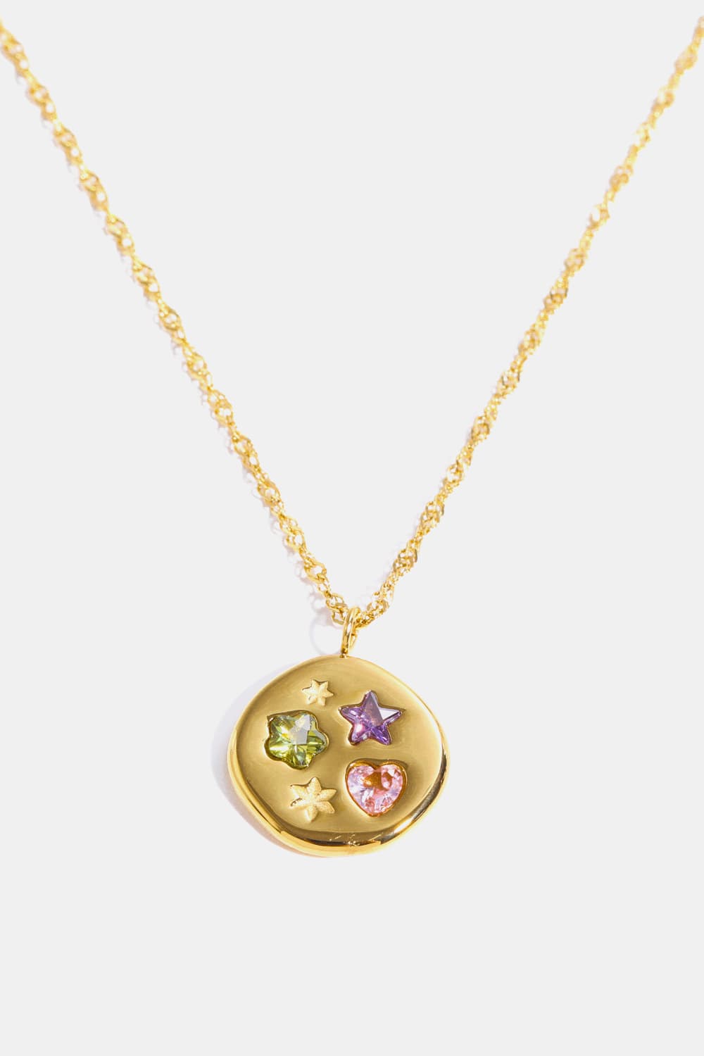 Inlaid Zircon Pendant Stainless Steel Necklace Trendsi