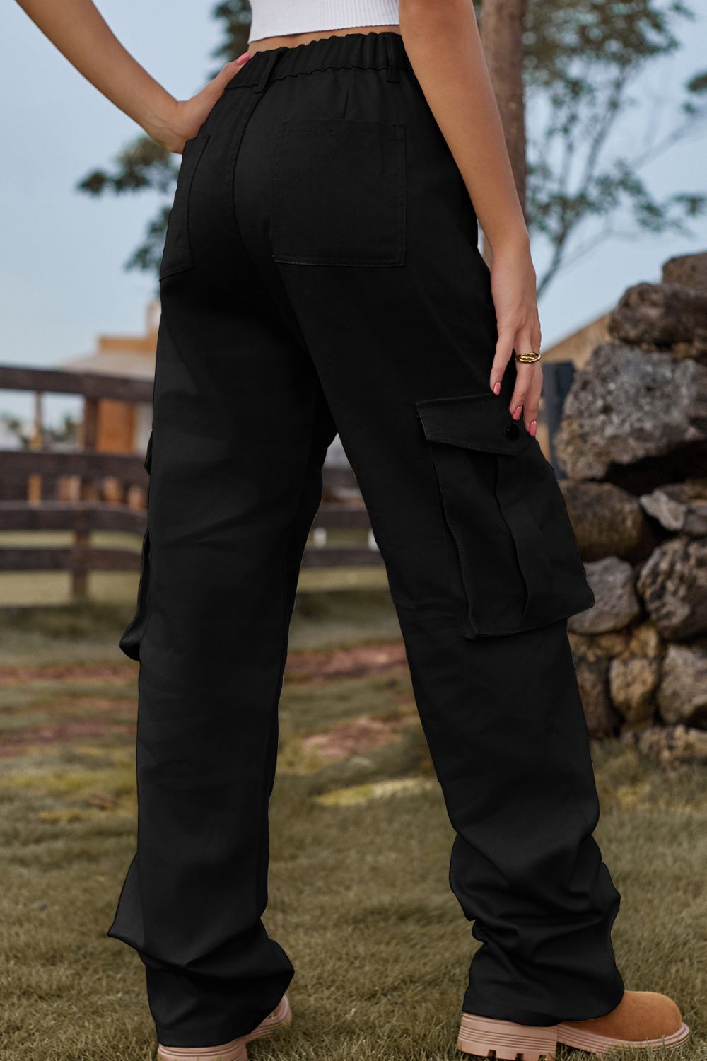 Loose Fit Long Jeans with Pockets Trendsi