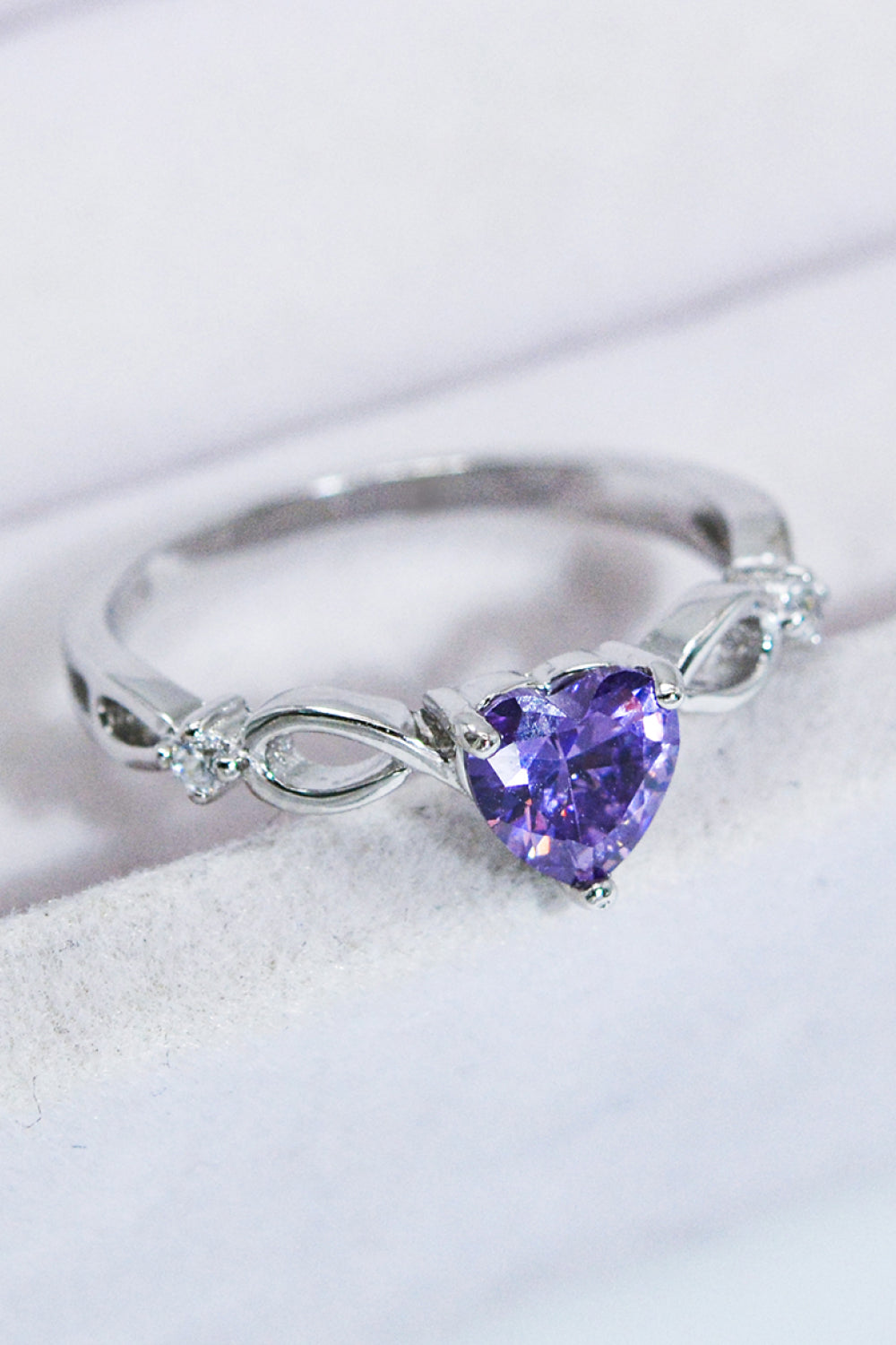 Crystal Heart 925 Sterling Silver Ring Trendsi