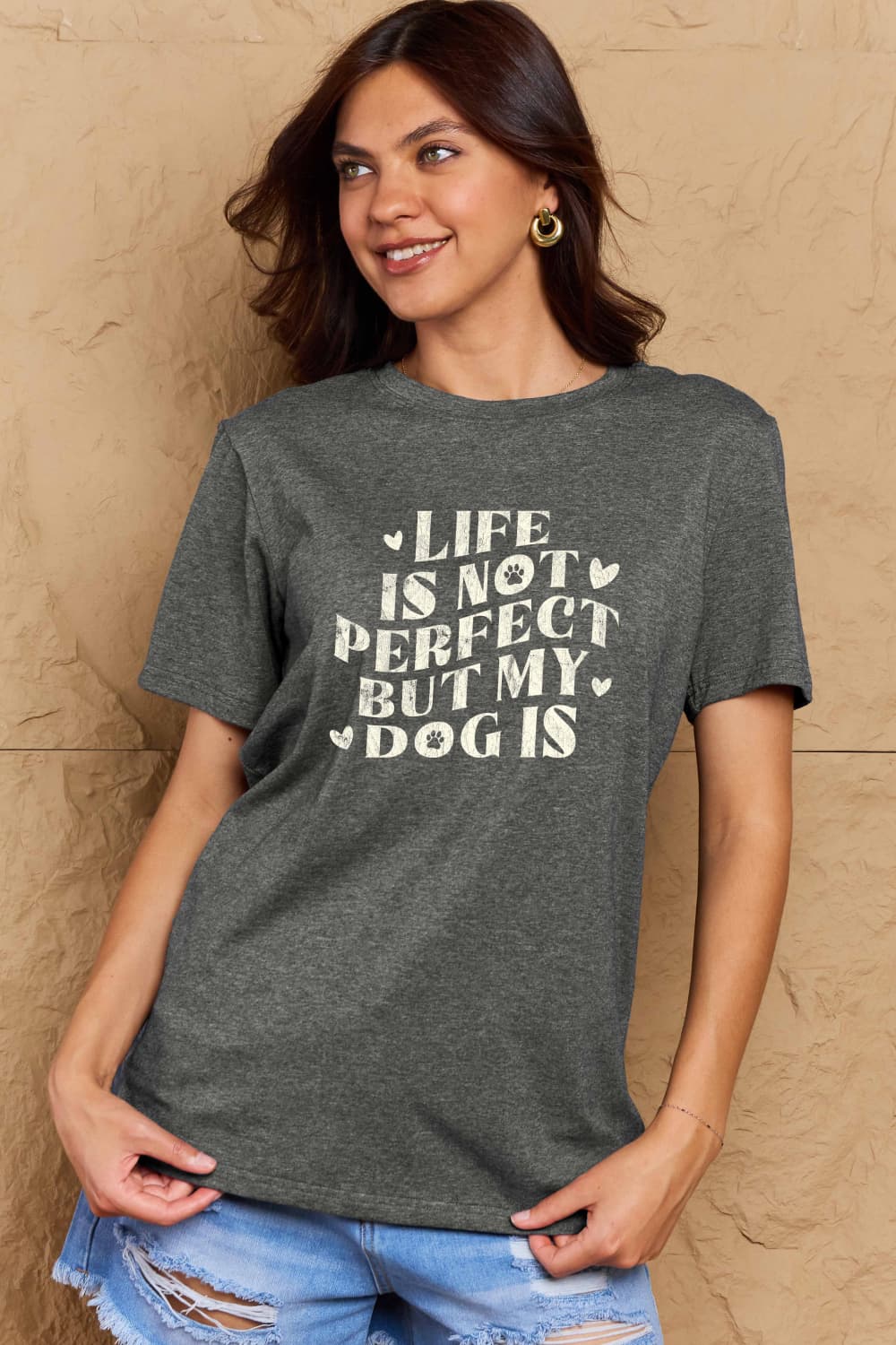 Simply Love Full Size Dog Slogan Graphic Cotton T-Shirt Trendsi