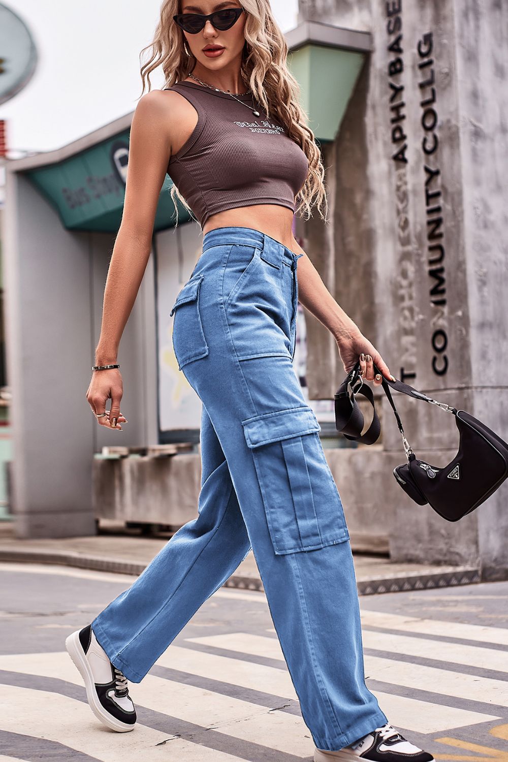 Buttoned High Waist Loose Fit Jeans Trendsi