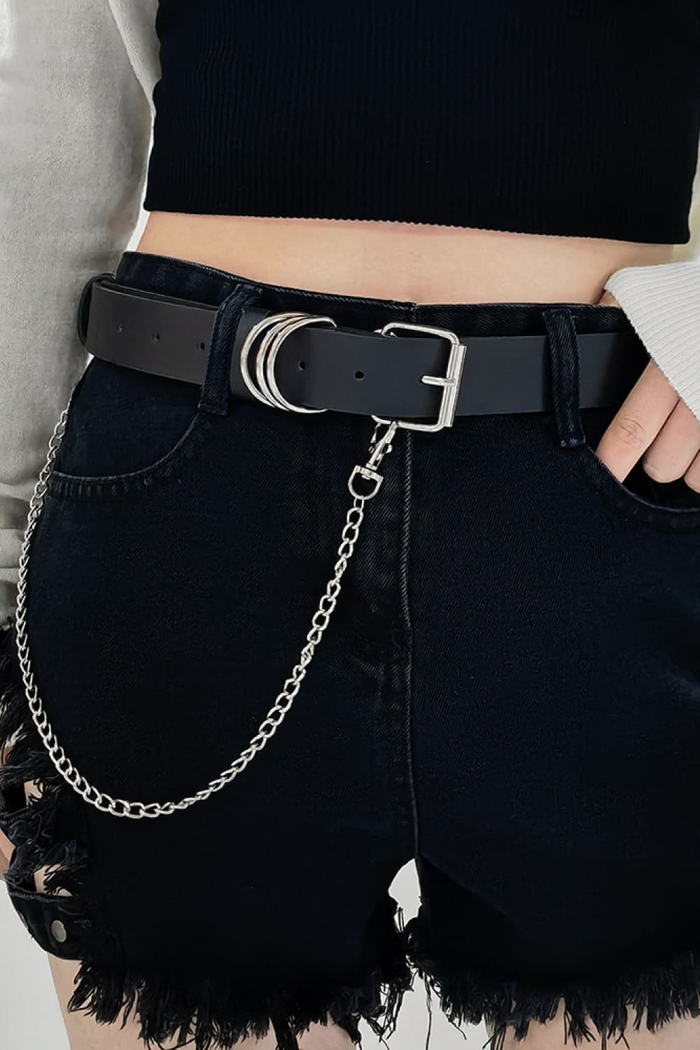 PU Leather Alloy Chain Belt Trendsi