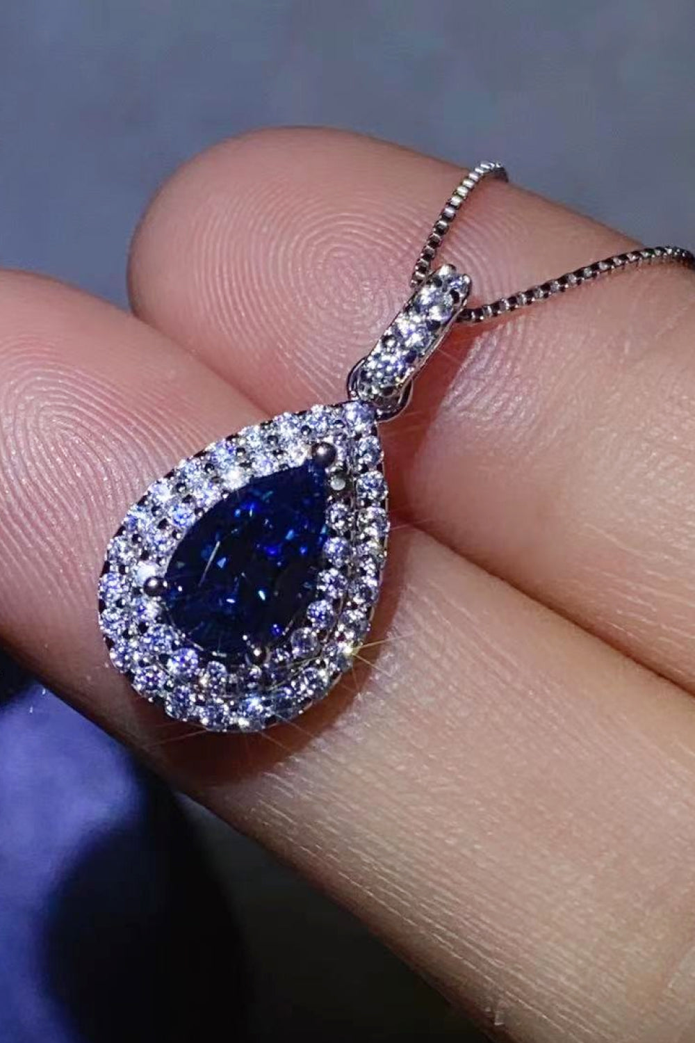 2 Carat Moissanite Teardrop Pendant Necklace Trendsi