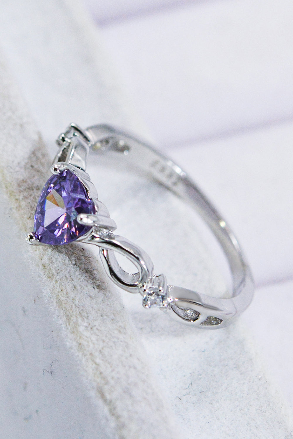 Crystal Heart 925 Sterling Silver Ring Trendsi