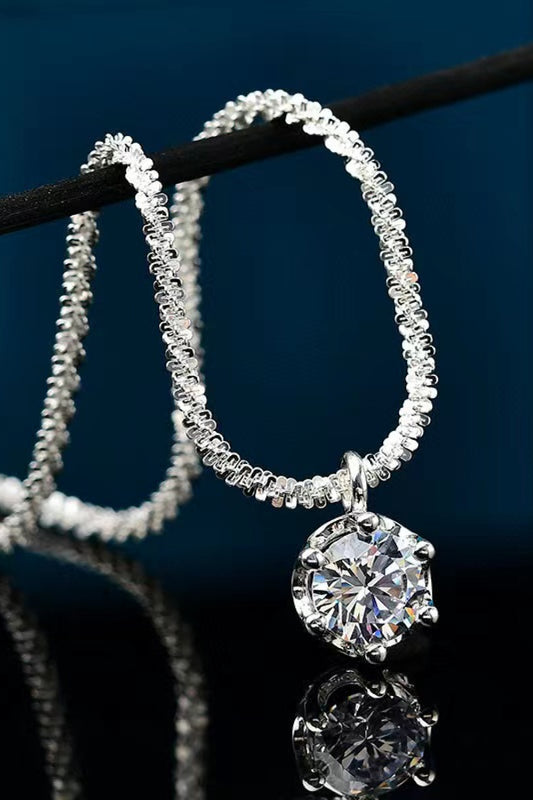 Modern 1 Carat Moissanite 925 Sterling Silver Necklace Trendsi