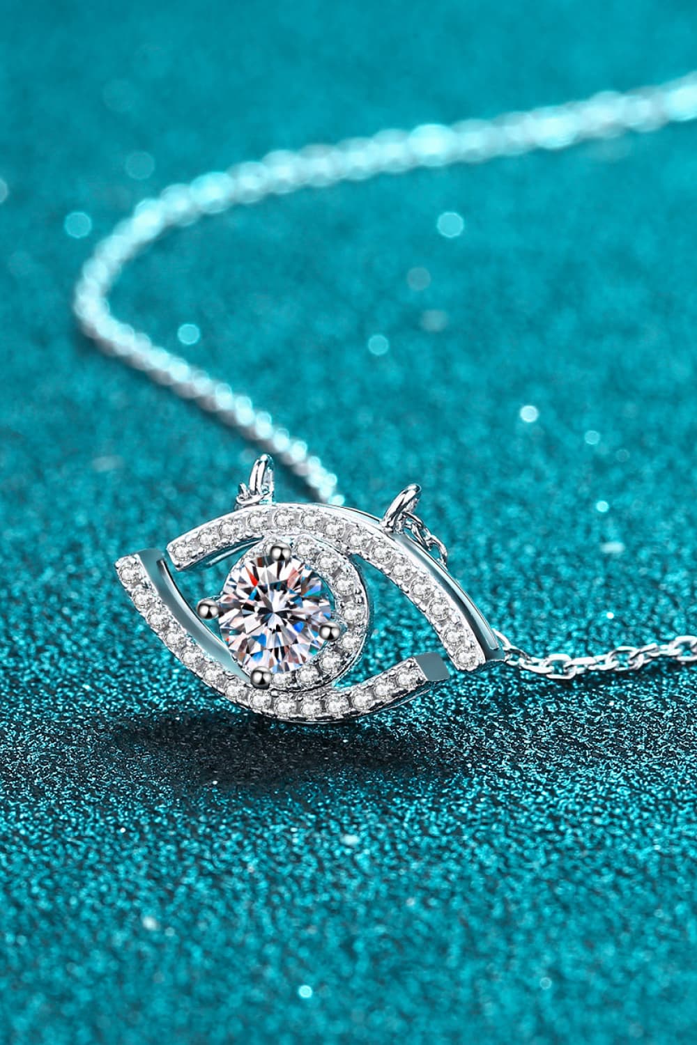 Moissanite Evil Eye Pendant 925 Sterling Silver Necklace Trendsi