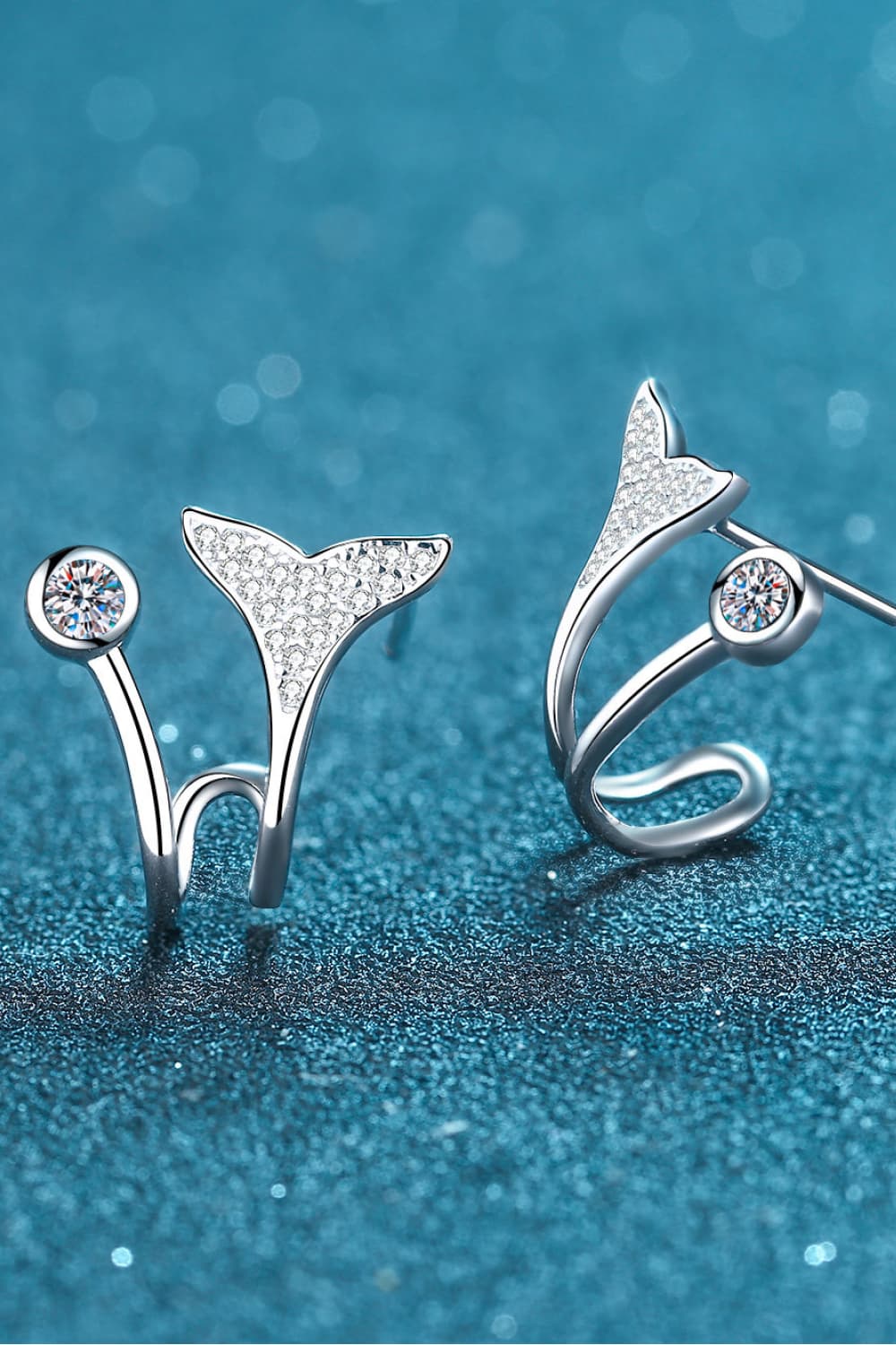 Moissanite Fishtail Rhodium-Plated Earrings Trendsi