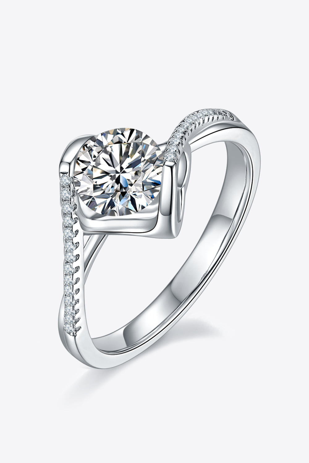 Twisted 1 Carat Moissanite 925 Sterling Silver Ring Trendsi