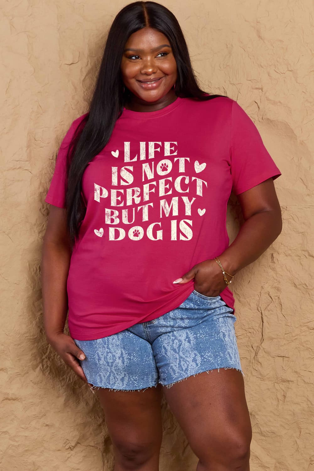 Simply Love Full Size Dog Slogan Graphic Cotton T-Shirt Trendsi