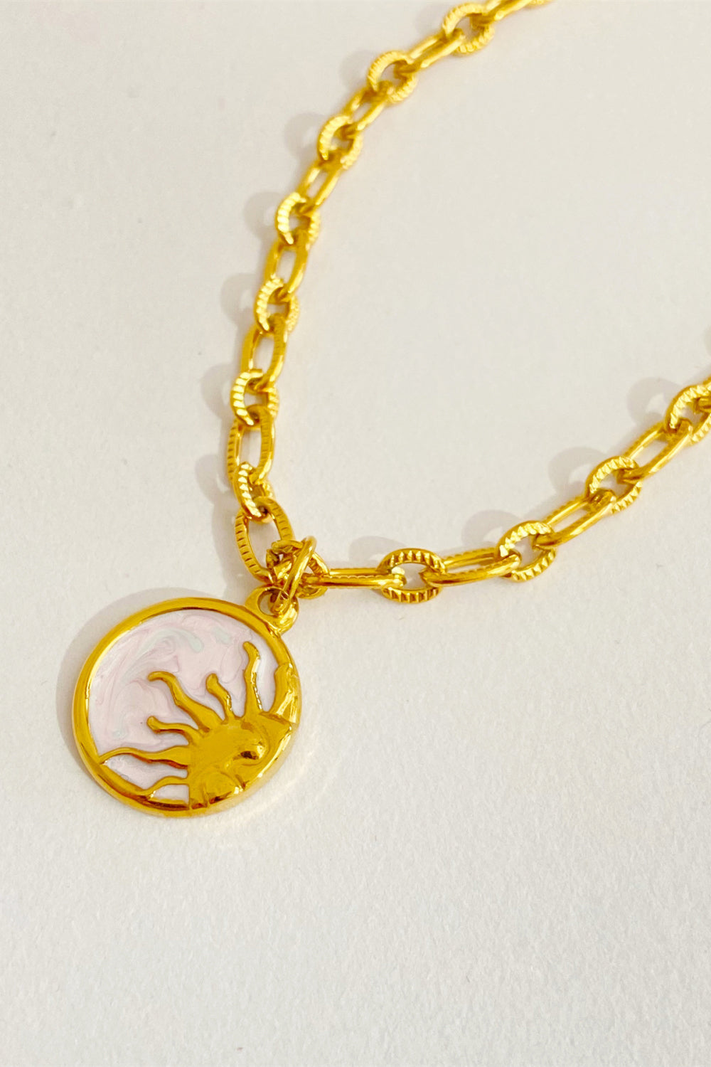 Round Pendant Stainless Steel Necklace Trendsi