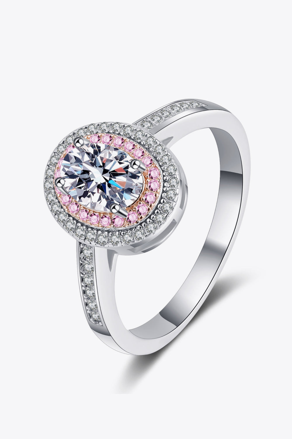 Sterling Silver Halo 1 Carat Moissanite 925 Ring Trendsi