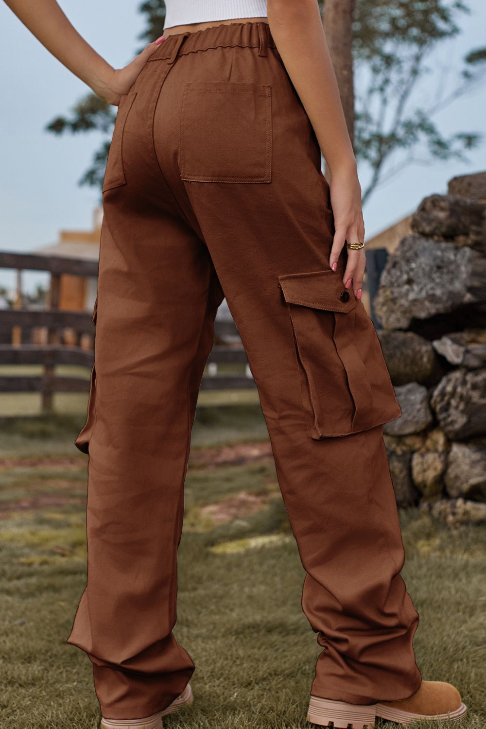 Loose Fit Long Jeans with Pockets Trendsi