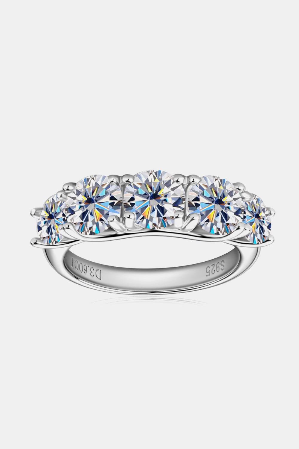 Silver Half-Eternity 1 Carat Moissanite 925 Sterling Ring Trendsi