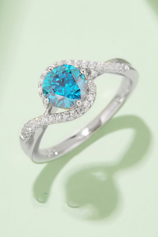 Colored Minimalist 1 Carat Moissanite Contrast 925 Sterling Silver Ring Trendsi