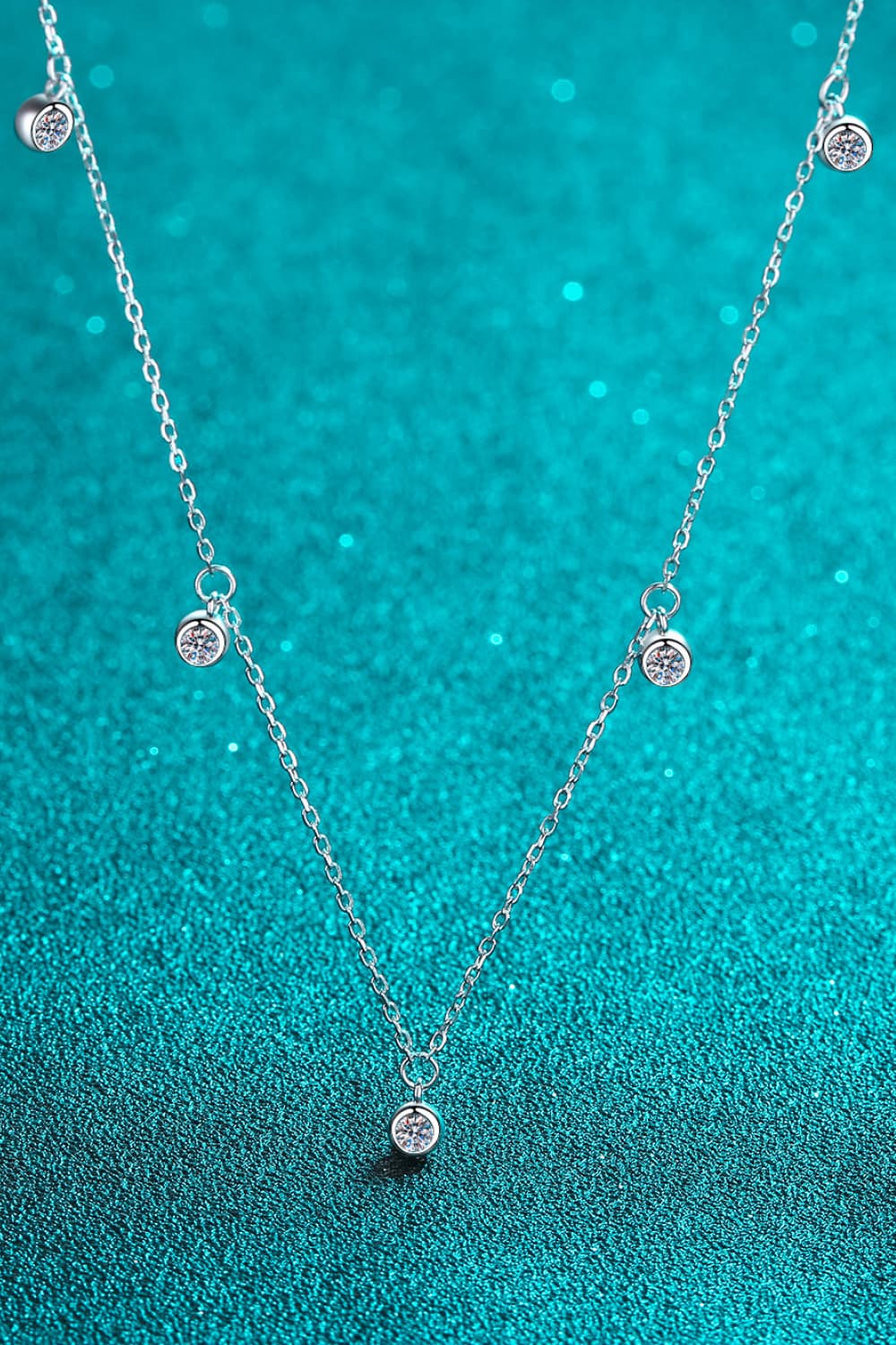 Moissanite Rhodium-Plated Necklace Trendsi