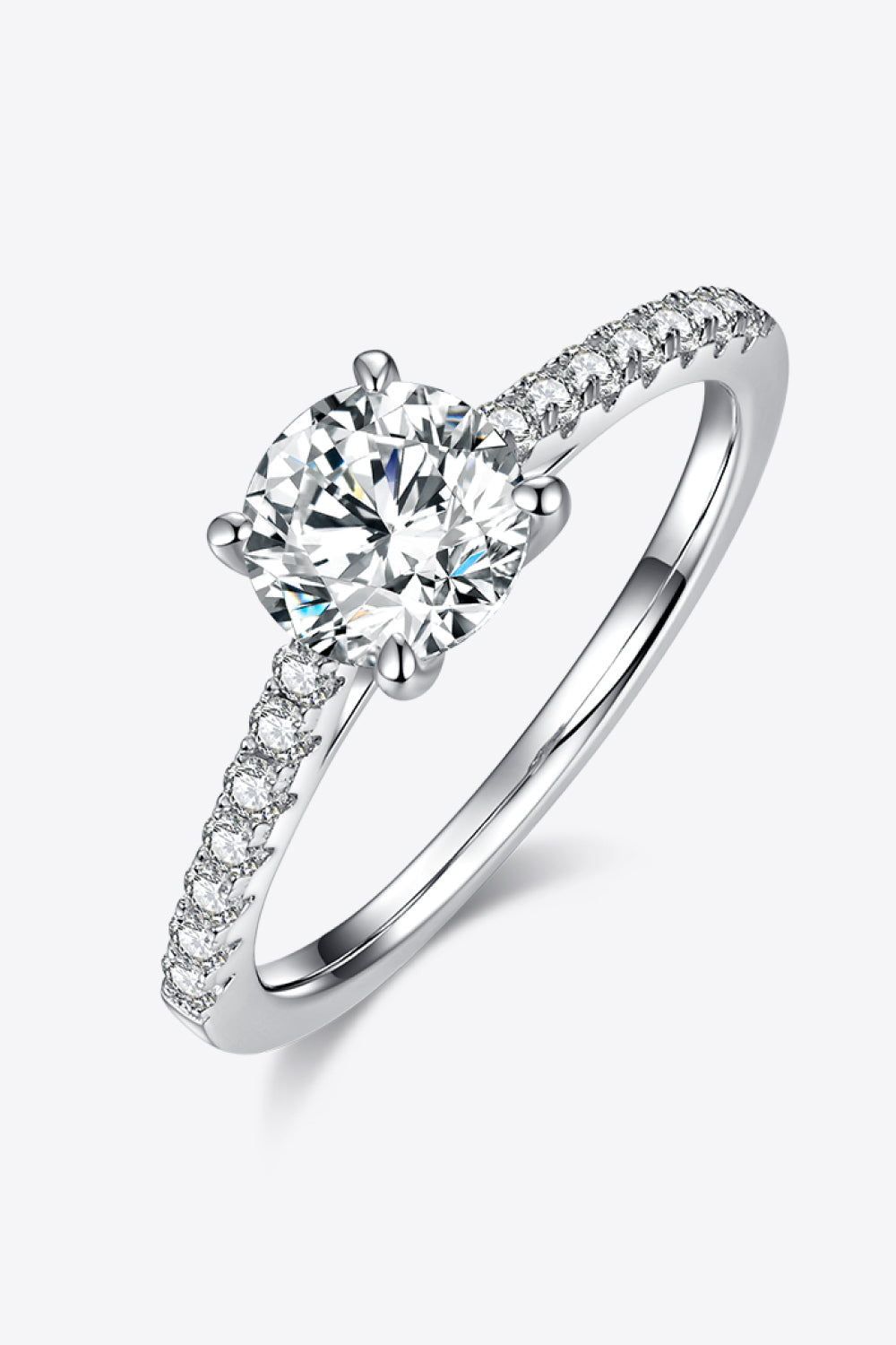 Side Stone 1 Carat Moissanite 925 Sterling Stone Ring Trendsi
