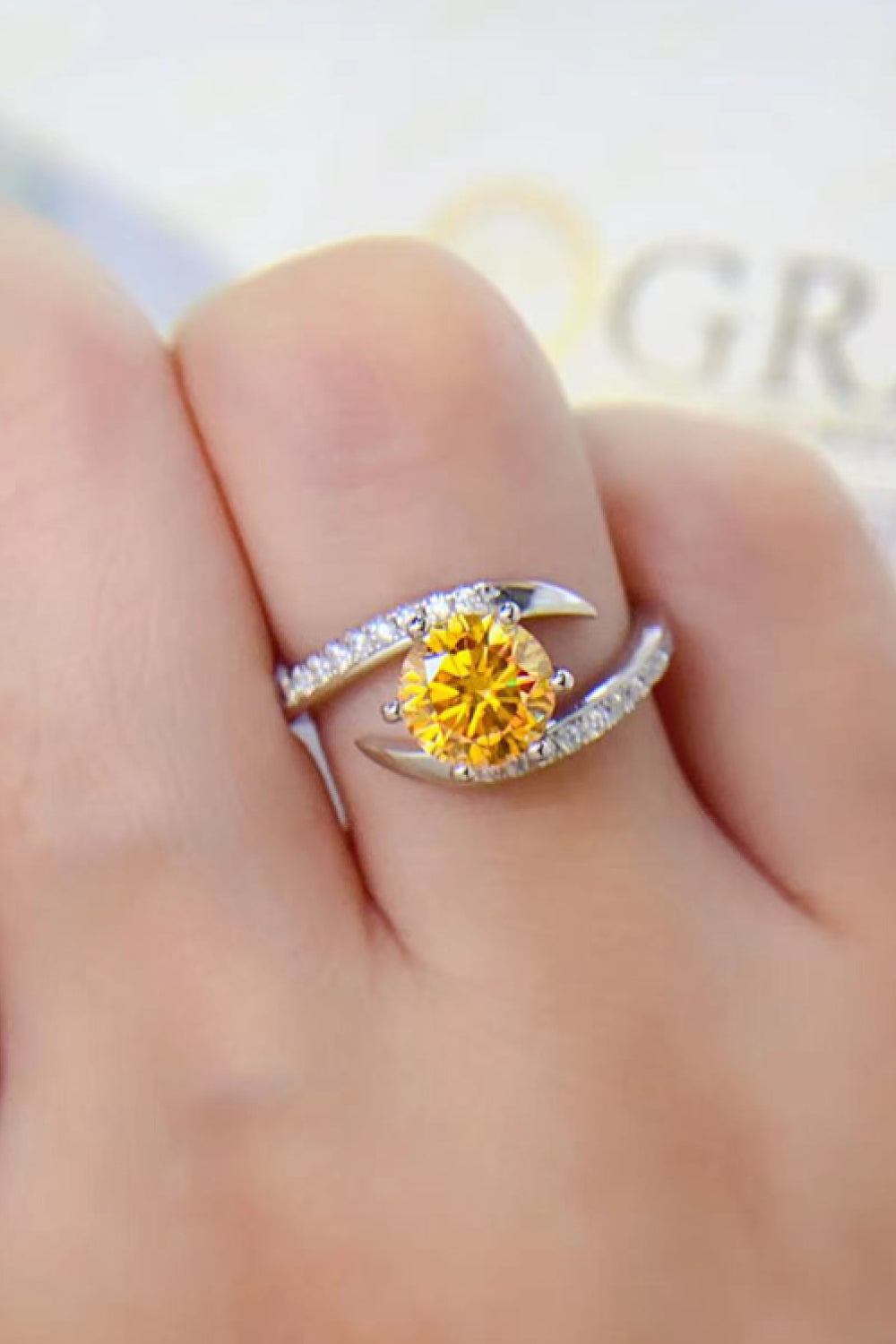 Yellow 1 Carat Moissanite 925 Sterling Silver Ring Trendsi