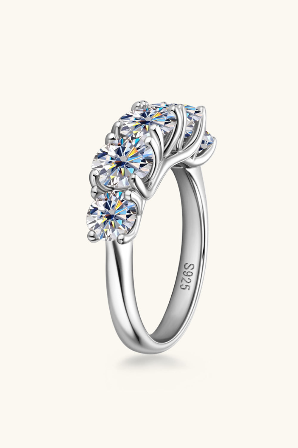 Silver Half-Eternity 1 Carat Moissanite 925 Sterling Ring Trendsi