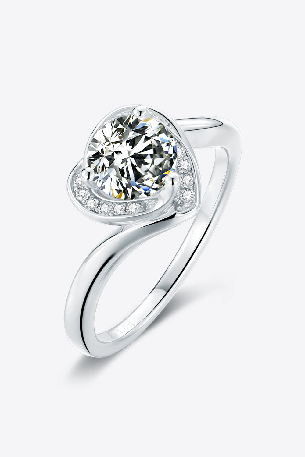 1 Carat Moissanite 925 Sterling Silver Heart Ring Trendsi